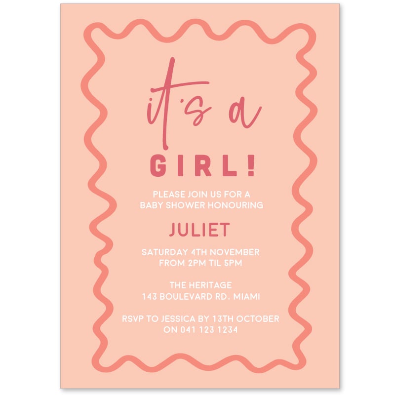 Peachy Girl Baby Shower Invitations