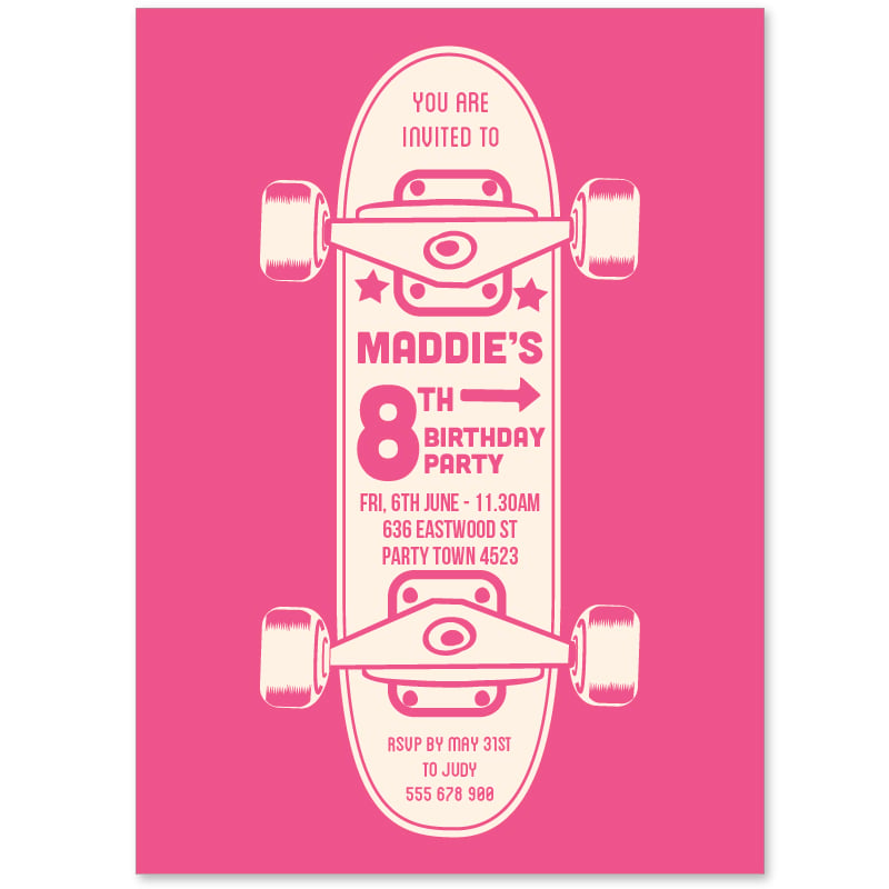 Girl Skater Birthday Invitations