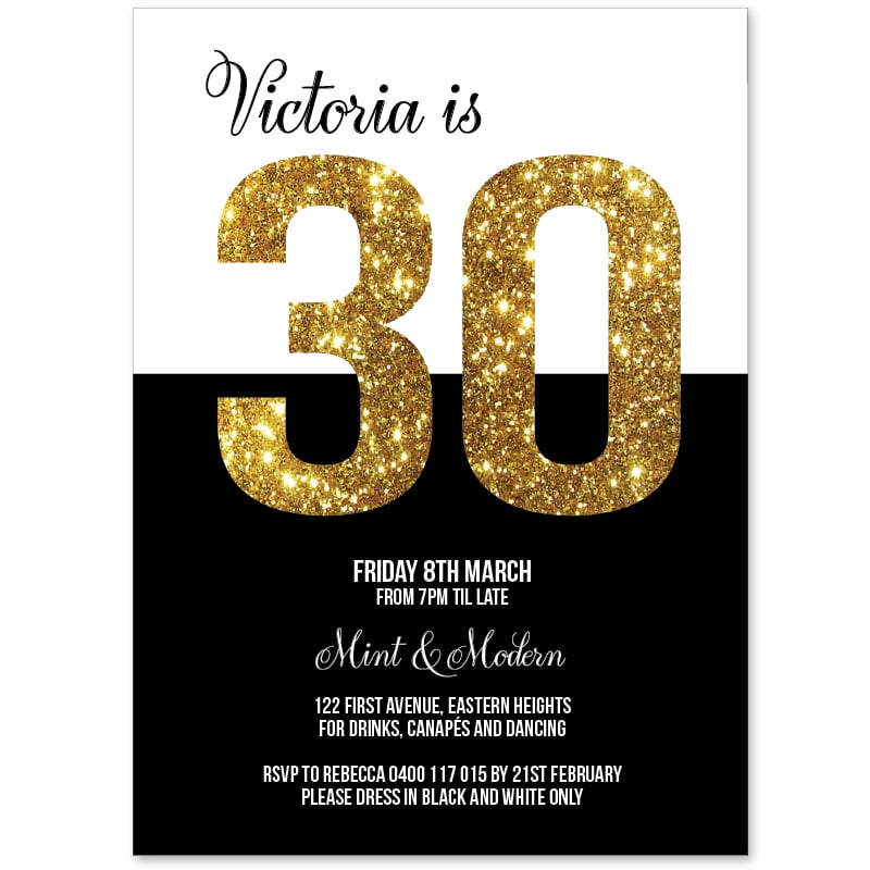 Gold Memento 30 Birthday Invitations