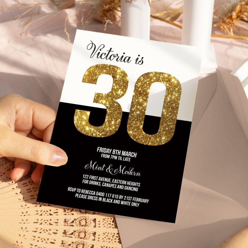 Gold Memento 30 Birthday Invitations