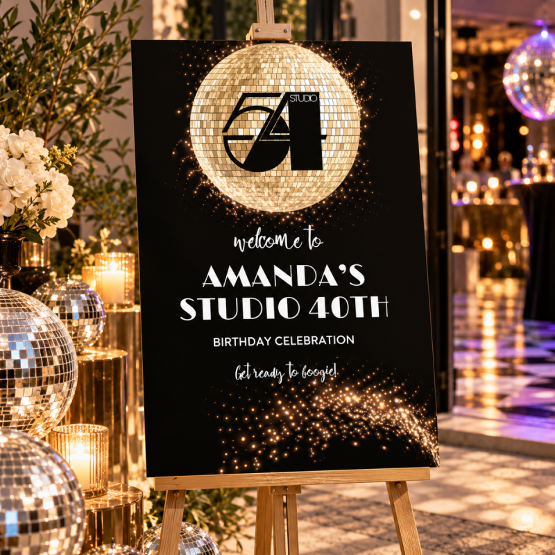 Studio 54 Birthday Party Welcome Sign