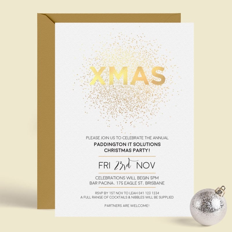 Xmas Confetti Christmas Invitation