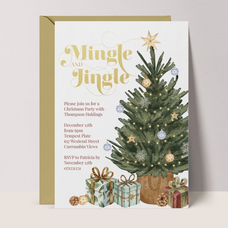 Golden Jingle Christmas Invitations 