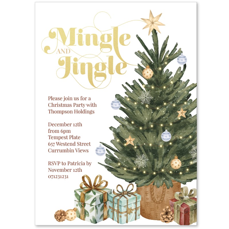 Golden Jingle Christmas Invitations 