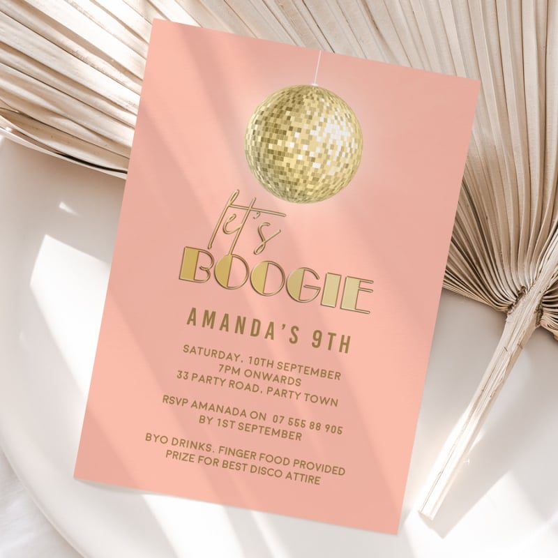 Gold Disco Ball Invitations