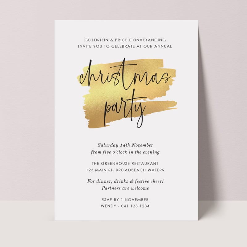 Gold Stroke Christmas Invitations