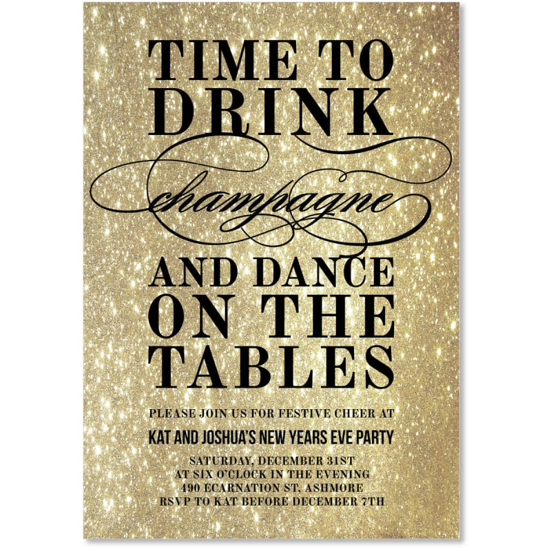 Golden Champagne Invitations
