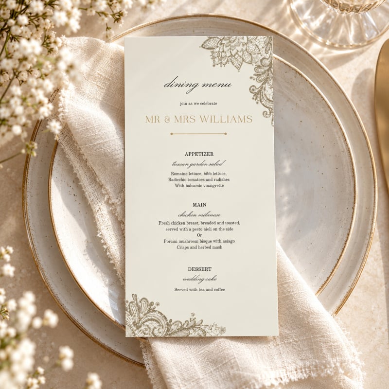 Graceful Wedding Menu
