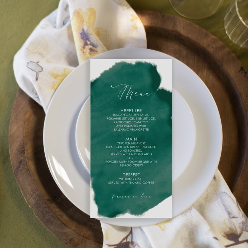 Emerald Watercolour Menus