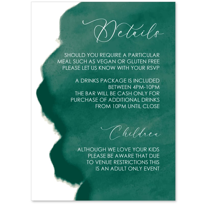 Emerald Watercolour Information Cards