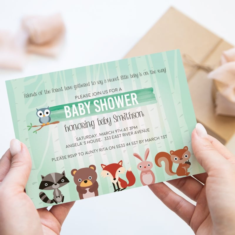 Sweet Raccoon Baby Shower Invitations