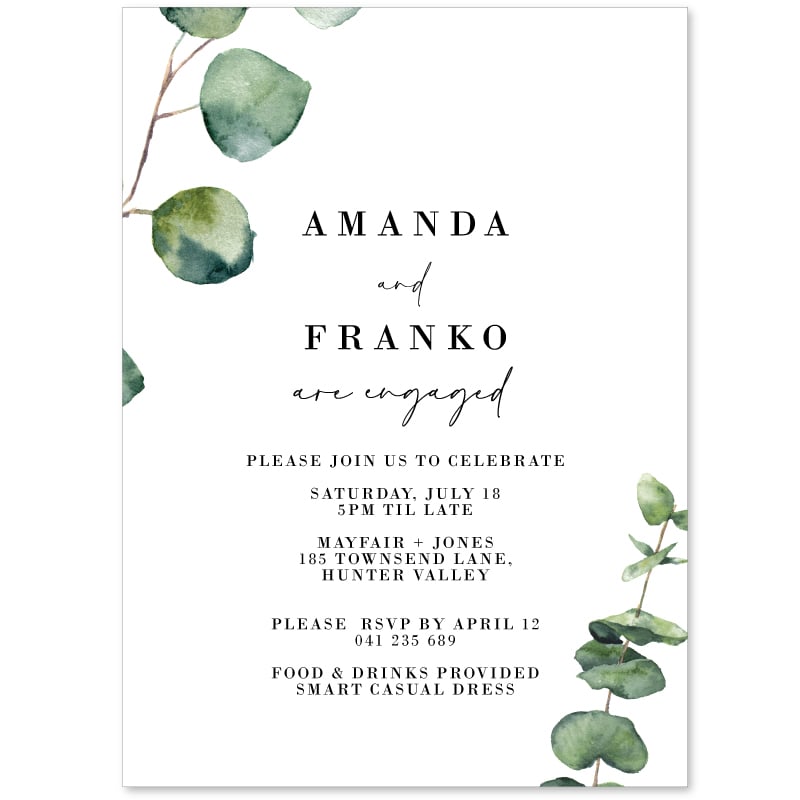 Native Greenery Engagement Invitations