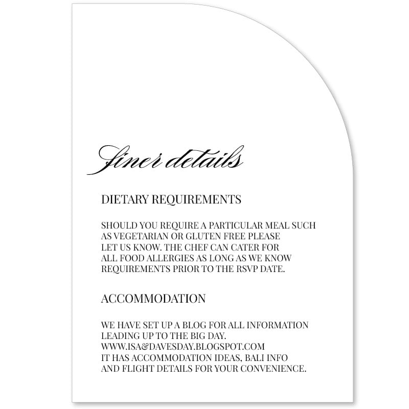 Monochrome Types Information Card - Half Arch Shape
