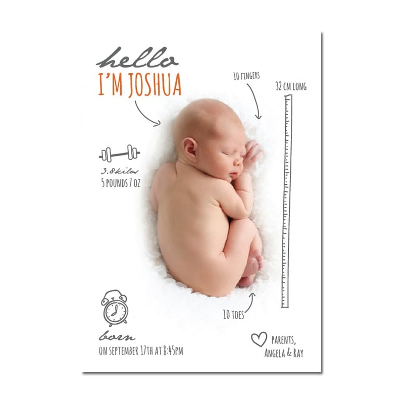 Handdrawn Birth Announcement Cards