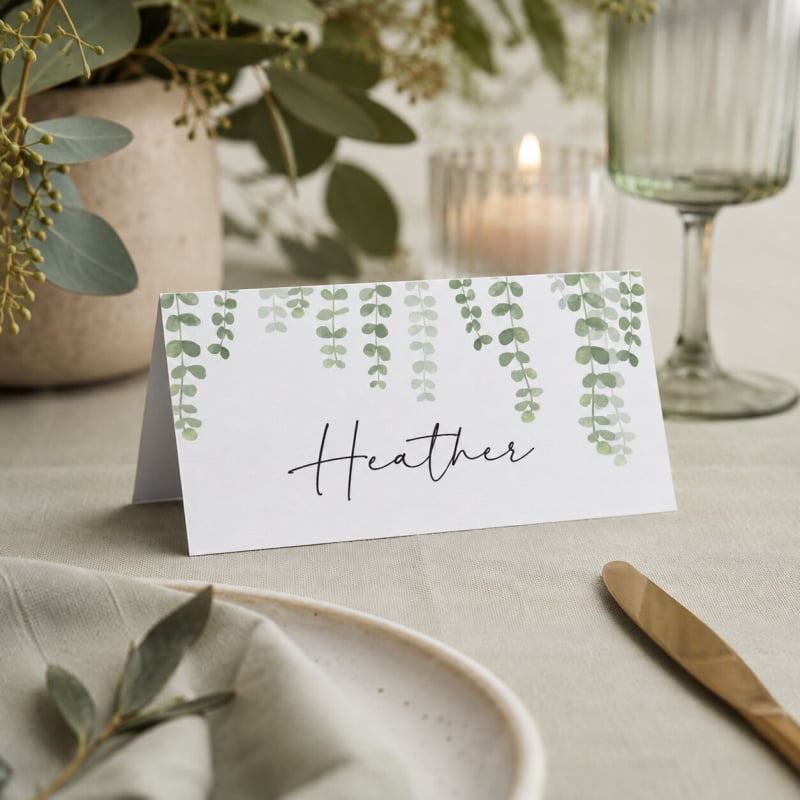 Hanging Greenery Wedding Placecards