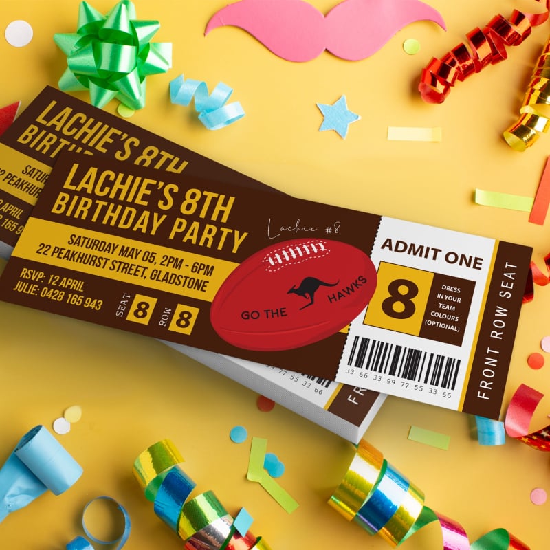 Hawthorn Hawks Football Ticket Invitations