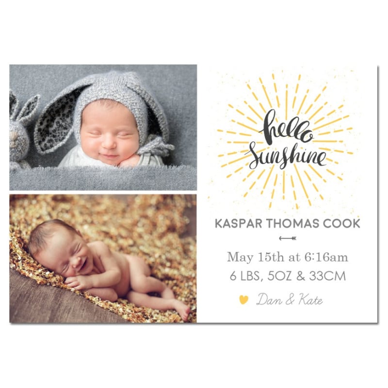 Sunshine Birth Announcement Cards