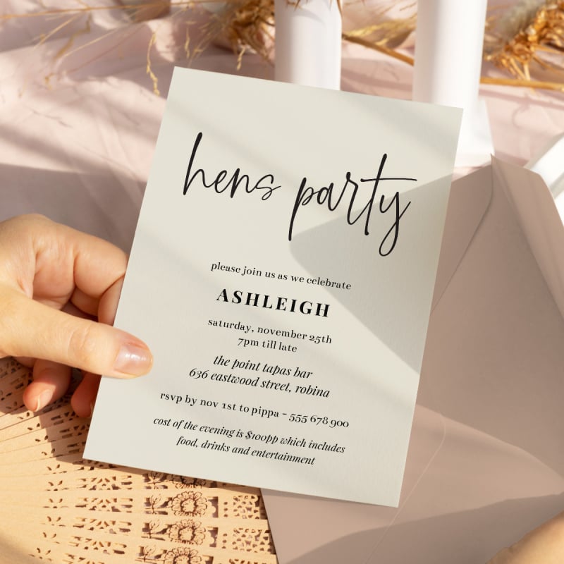 Bold Type Hens Party Invitations