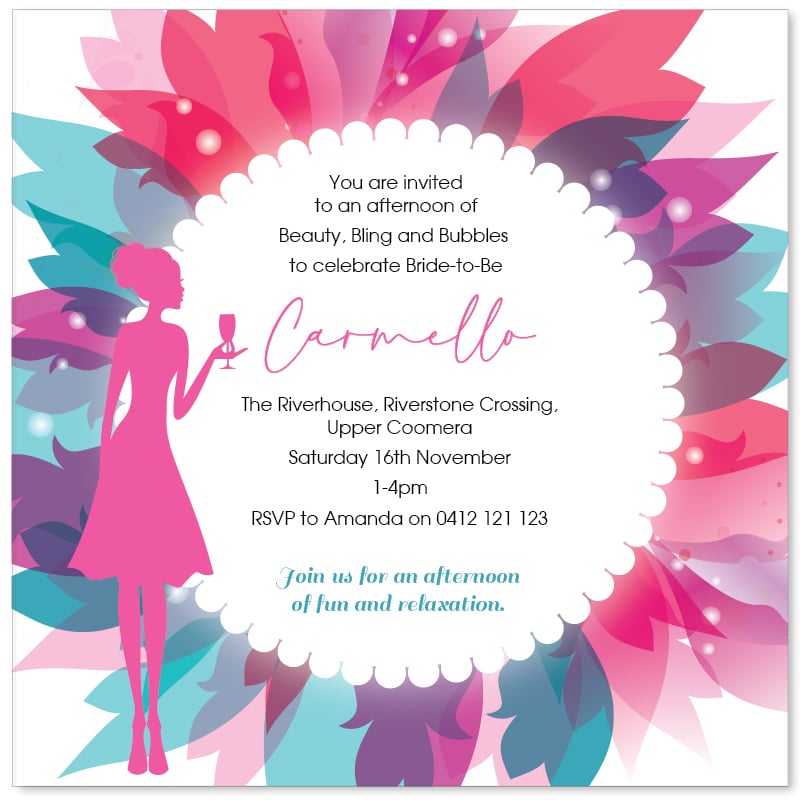 Beauty Bling Bubbles Invitations