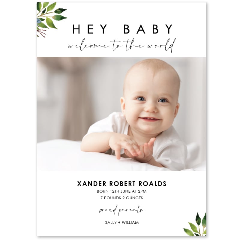 Hey Baby Birth Announcement Cards