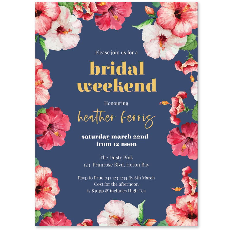Hibiscus Hens Invitations