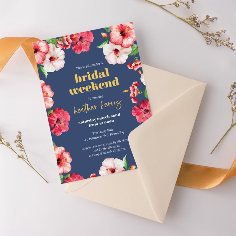 Hibiscus Hens Invitations