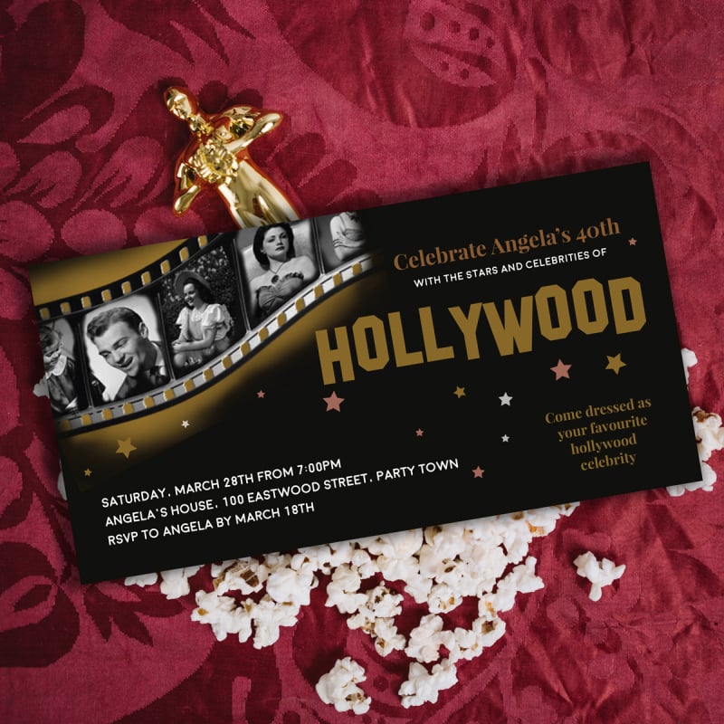 Old Hollywood Birthday Invitations