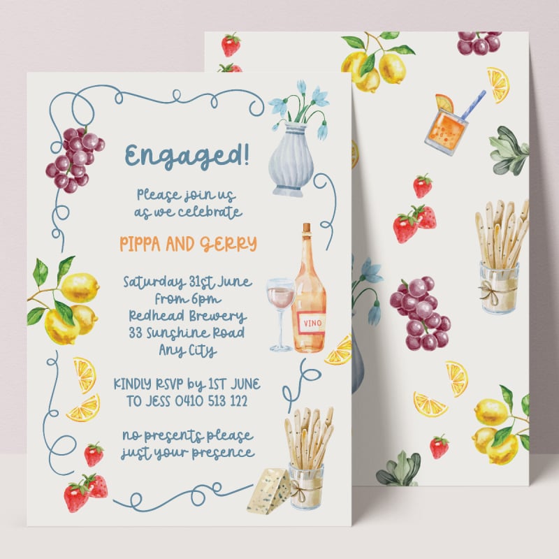 White Lotus Engagement Invitations