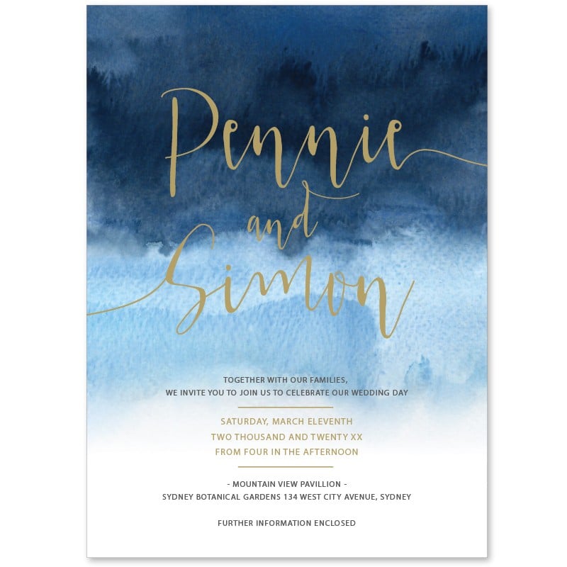 Indigo Gold Wedding Invitations