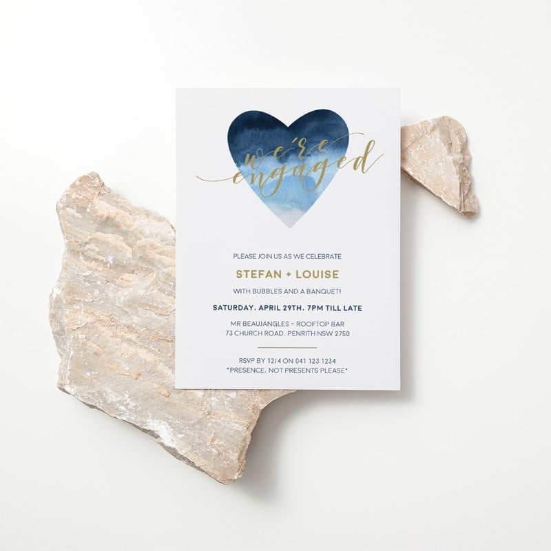 Indigo Heart Engagement Invitations