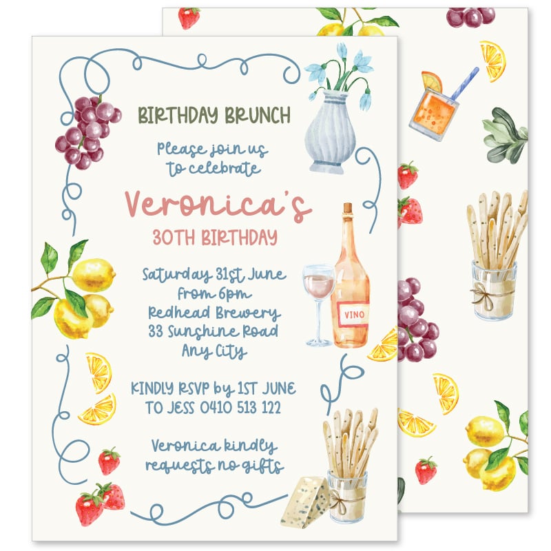 White Lotus Birthday Invitations