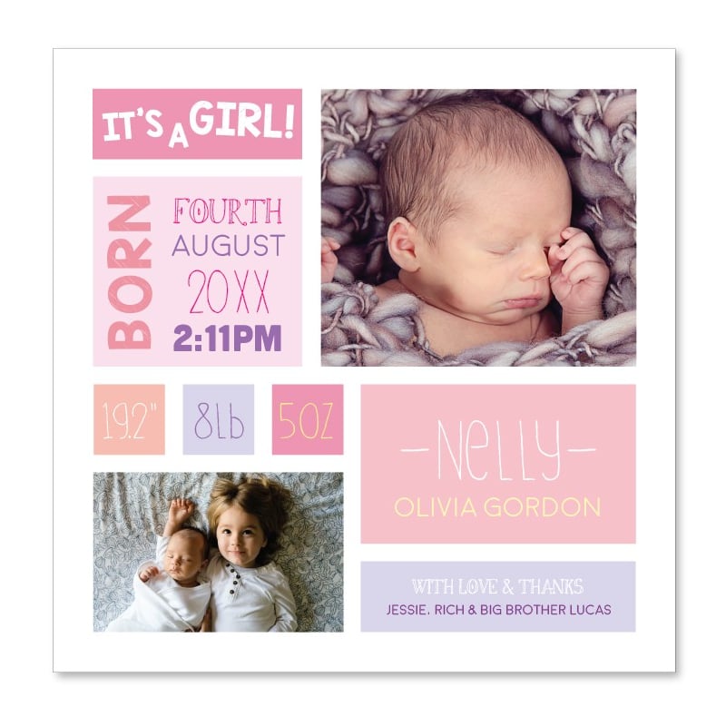Its a Girl Birth Announcement Cards