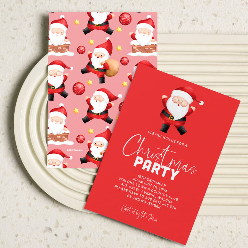 Jolly Santa Christmas Invitations