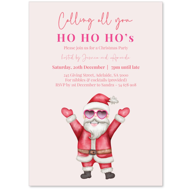 Adult Ho Ho Hos Christmas Invitation