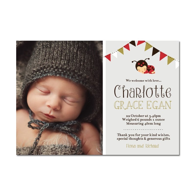 Ladybug Birth Announcement Cards