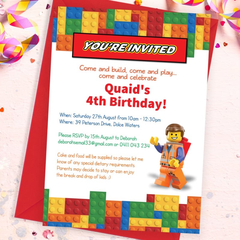 Lego Birthday Party Invitations