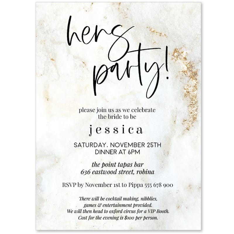 Marbled Modern Hens Invitations