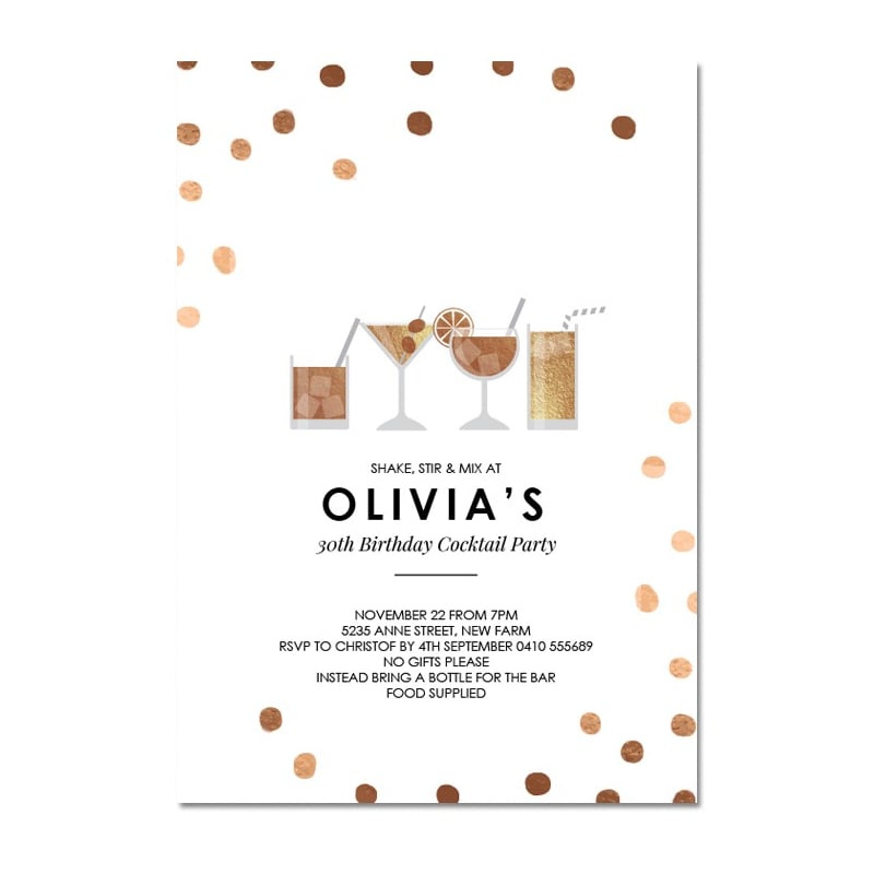 Martini Birthday Invitations