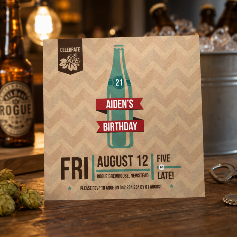 Craft Beer Night Birthday Invitations