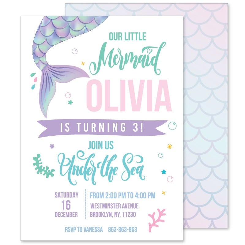 Mermaid Scales Birthday Invitations