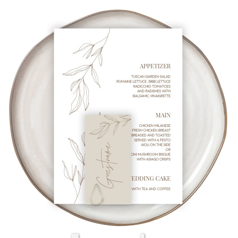 Minimalist Wedding Menu