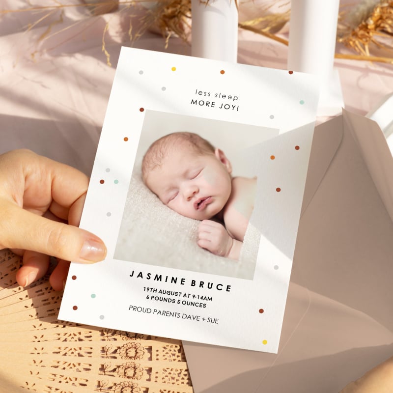 Joy Banner Birth Announcement Cards