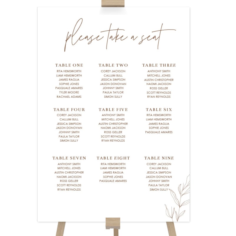 Minimalist Wedding Seating Chart