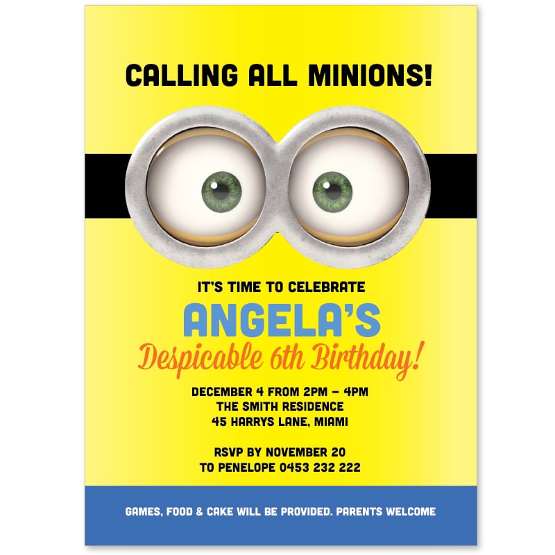 Minion Birthday Invitations