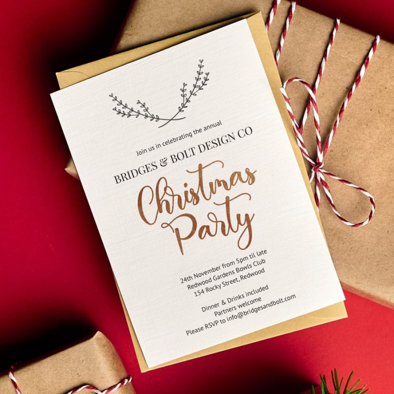 Simple Wreath Christmas Invitations