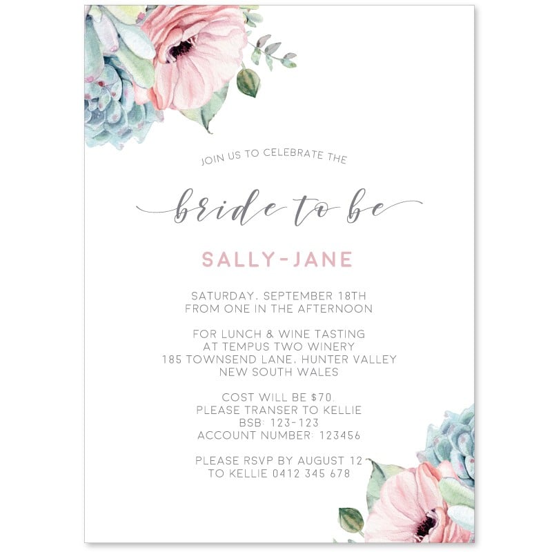 Modern Bouquet Hens Invitations
