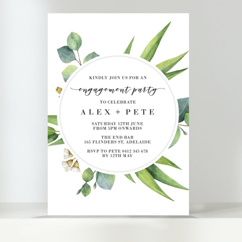 Eucalyptus Leaves Engagement Invitations
