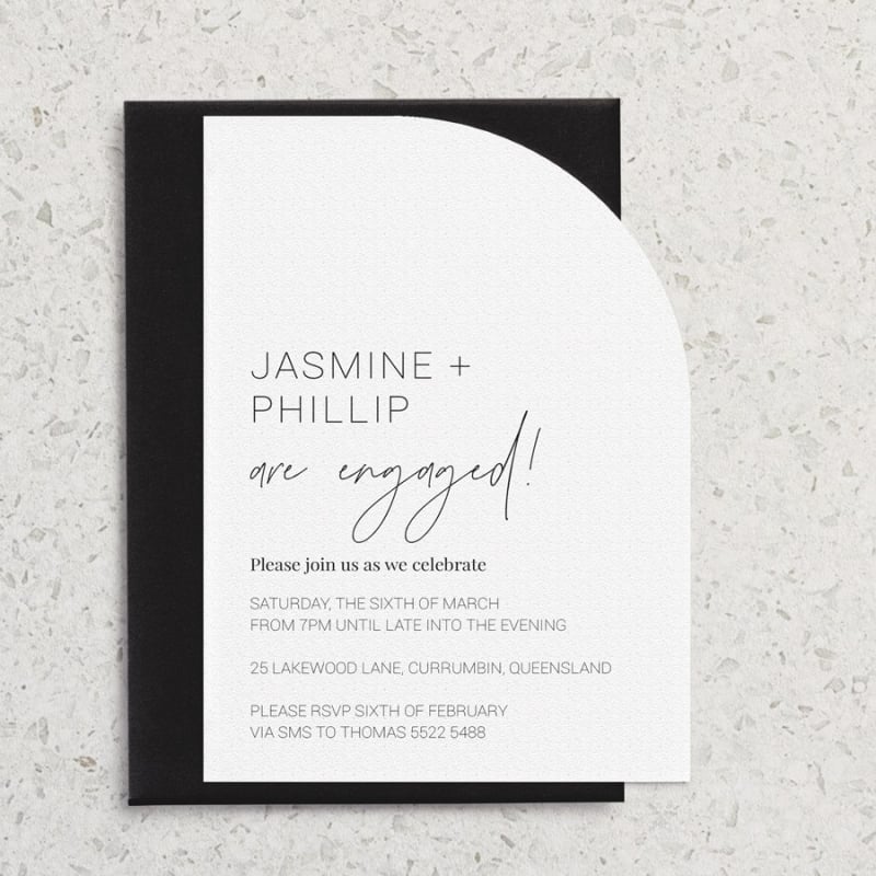 Modern Minimalist Half Arch Engagement Invitations
