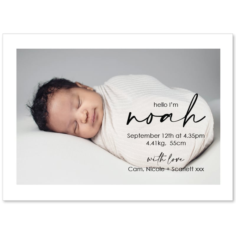 N is for Noah Birth Announcement Cards