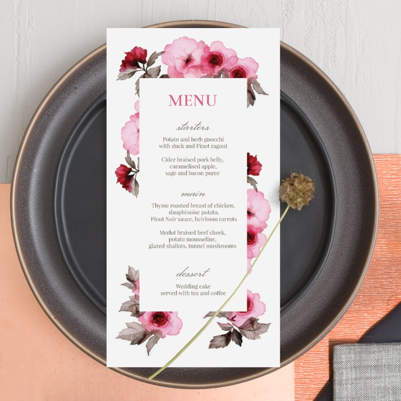 Modern Botanica Wedding Menu